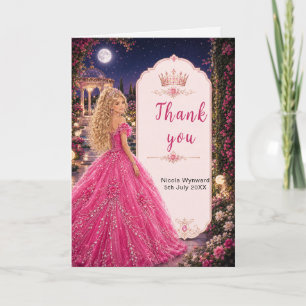 Pink Sweet 16 Royal Princess Thank You Card