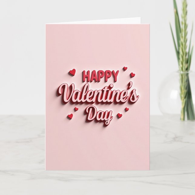 Pink Sweet 3D Valentines Day Card (Front)