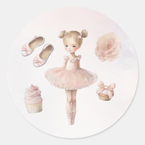 Pink Sweet Ballerina Classic Round Sticker