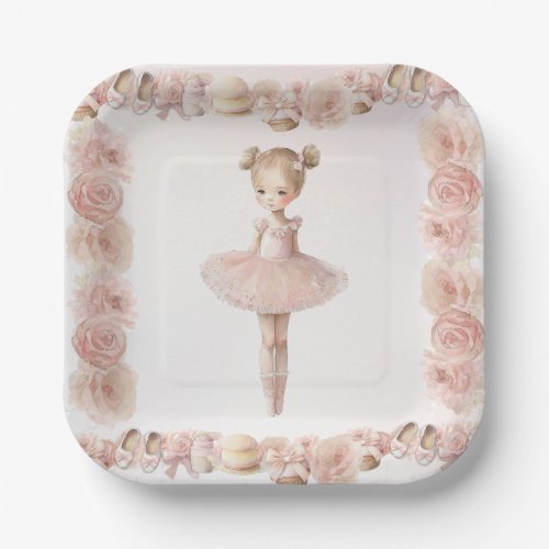 Pink Sweet Ballerina Paper Plates