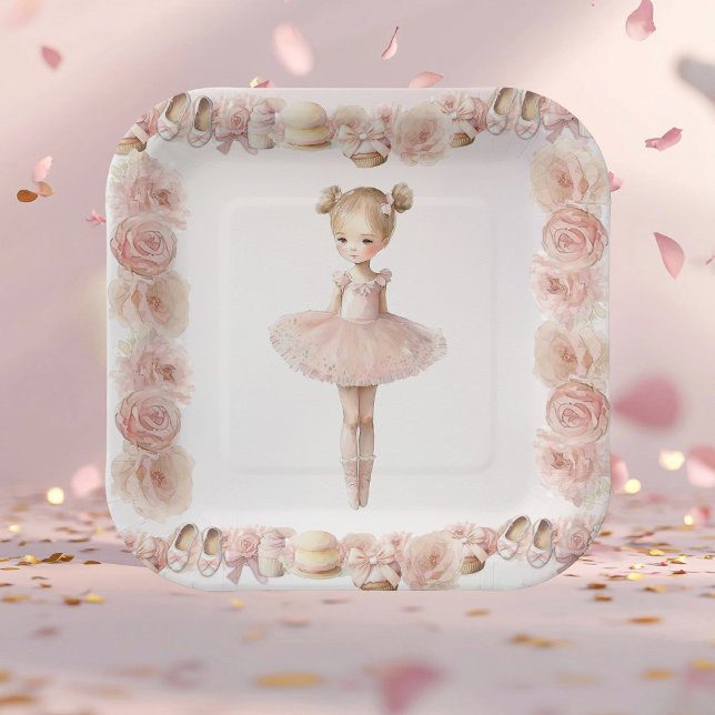 Pink Sweet Ballerina Paper Plates (Creator Uploaded)