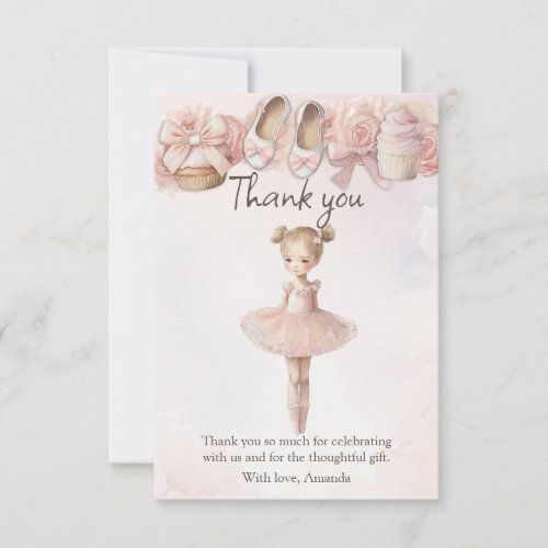 Pink Sweet Ballerina Thank You Card