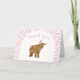 Pink Sweet Boho Holy Cow Floral Girl Baby Shower  Letterpress Thank You Card