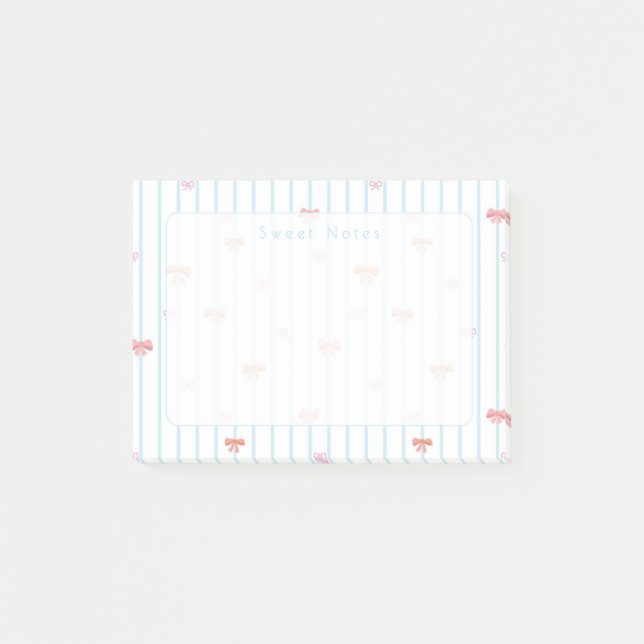 Pink Sweet Bow Custom Post-it Notes (Front)