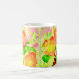 Pink Sweet Briar Flowers Leaves Branch Coffee Mug
