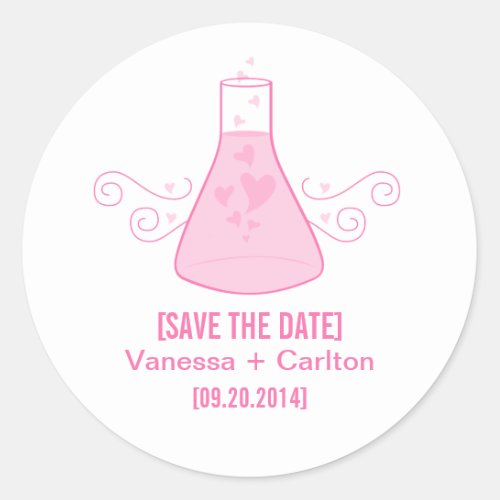 Pink Sweet Chemistry Save the Date Stickers