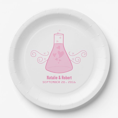 Pink Sweet Chemistry Wedding Paper Plates