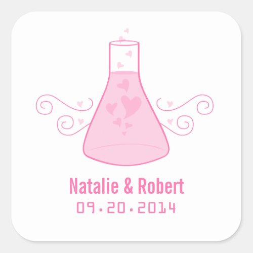 Pink Sweet Chemistry Wedding Stickers