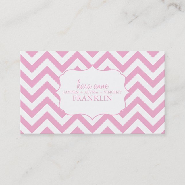 Pink Sweet Chevron Personalized Mommy Contact / Calling Card (Front)