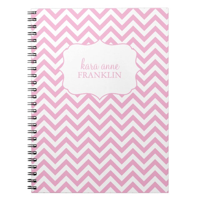 Pink Sweet Chevron Personalized Spiral Notebook (Front)