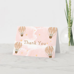Pink Sweet Cloud Hot Air Balloon Baby Shower Thank You Card