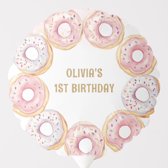 Pink Sweet Donut Girl Birthday Balloon (Front)