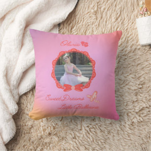 Pink "Sweet Dreams Little Ballerina" Custom Throw Pillow