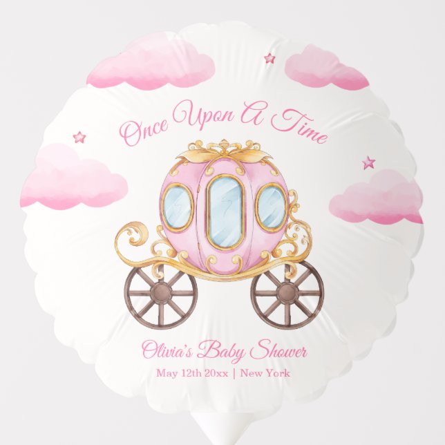 Pink Sweet Fairy Princess Carriage Baby Shower  Balloon (Front)
