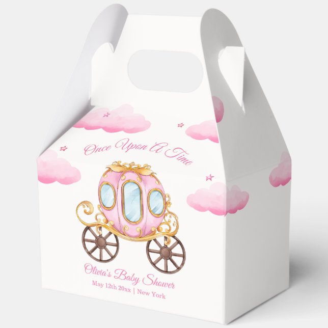 Pink Sweet Fairy Princess Carriage Baby Shower  Favor Boxes (Back)