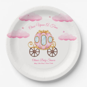 Pink Sweet Fairy Princess Carriage Baby Shower  Paper Plates