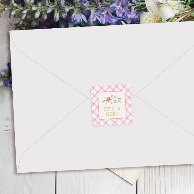 Pink Sweet Floral Baby Girl Envelope Seal Label (Creator Uploaded)