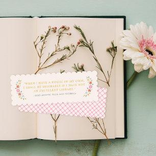 Pink Sweet Floral Jane Austen Quote Bookmark