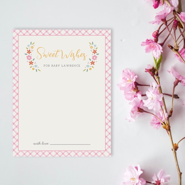 Pink Sweet Floral Wishes For Baby Shower Card  (Creator Uploaded)