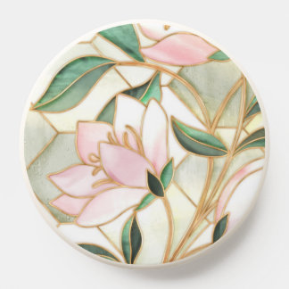 Pink sweet flowers in stained glass PopSocket