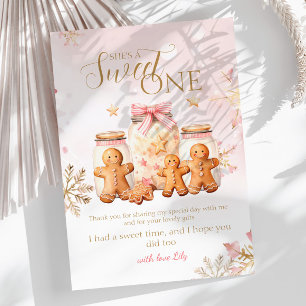 Pink Sweet Gingerbread Christmas Girl Birthday Thank You Card