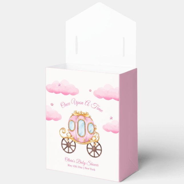 Pink Sweet Girly Princess Carriage Baby Shower  Favor Boxes (Open)