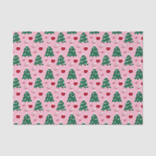 Pink Sweet Greenery Christmas Tree Holiday  Tissue Paper