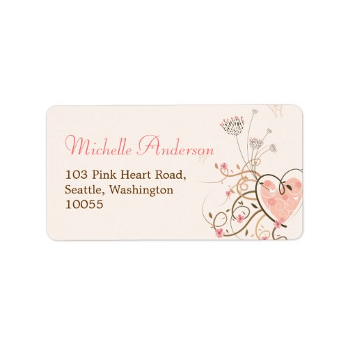 Pink Sweet Heart Butterfly Florals Address Labels
