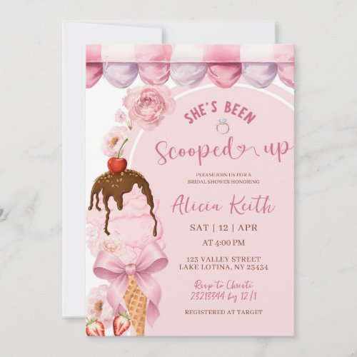 Pink Sweet Ice Cream Bridal Shower Invitation