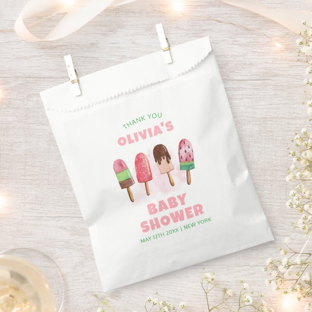 Pink Sweet Ice Cream Popcicle Baby Shower  Favor Bag (Clipped)