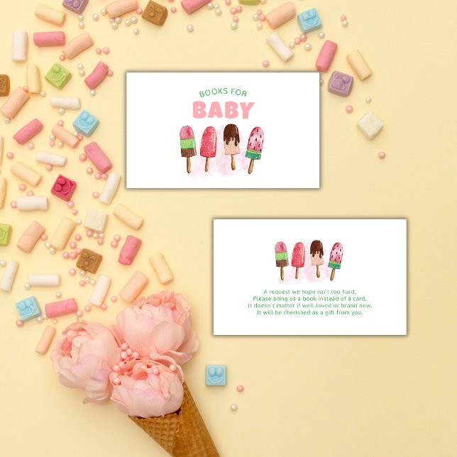 Pink Sweet Ice Cream Popcicle Books Baby Shower  Enclosure Card (Pink Sweet Ice Cream Popcicle Books Baby Shower Enclosure Card)
