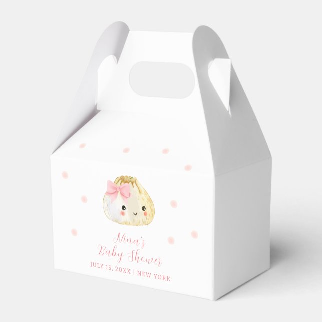 Pink Sweet Little Dumpling Girl Baby Shower  Favor Boxes (Front Side)