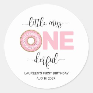 Pink Sweet Little MIss 1st Birthday Classic Round Sticker