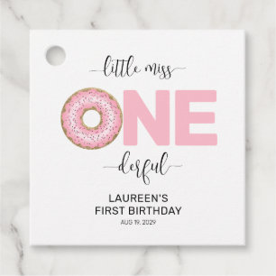 Pink Sweet Little MIss 1st Birthday  Favor Tags