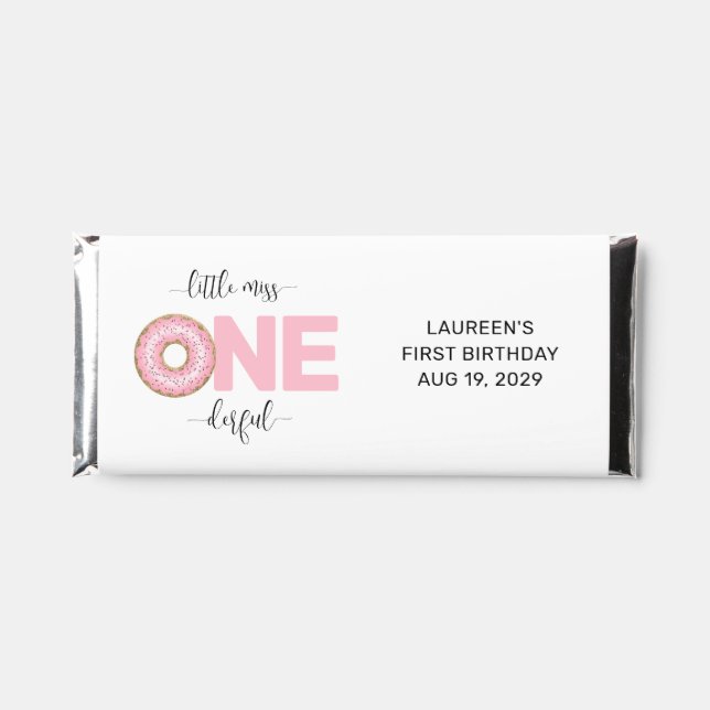 Pink Sweet Little MIss 1st Birthday  Hershey Bar Favors (Front)