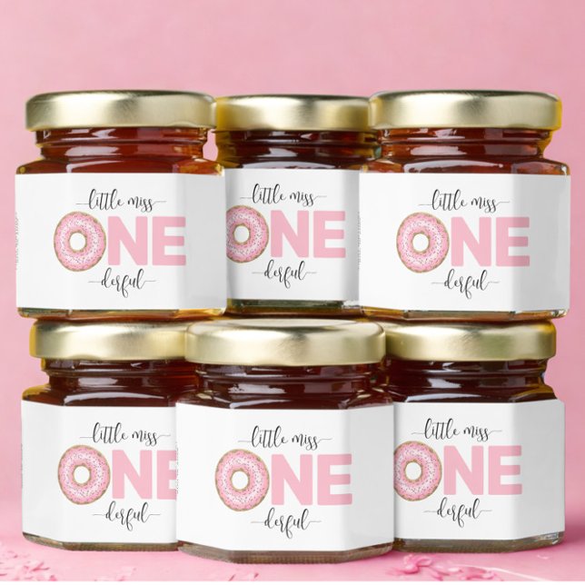Pink Sweet Little MIss 1st Birthday  Honey Jar Favors (Creator Uploaded)