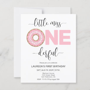 Pink Sweet Little MIss 1st Birthday Invitations
