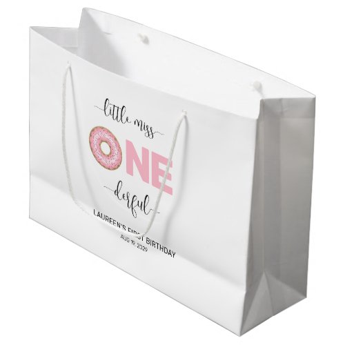 Pink Sweet Little MIss 1st Birthday  Large Gift Bag