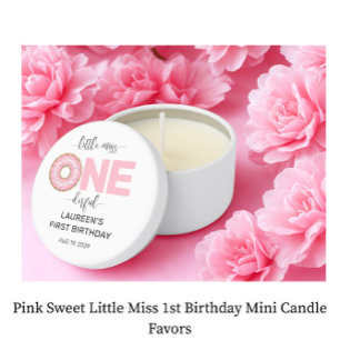 Pink Sweet Little MIss 1st Birthday Mini Candle Favors