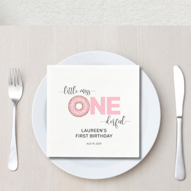 Pink Sweet Little MIss 1st Birthday  Napkins (Creator Uploaded)