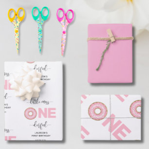 Pink Sweet Little MIss 1st Birthday Wrapping Paper Sheets