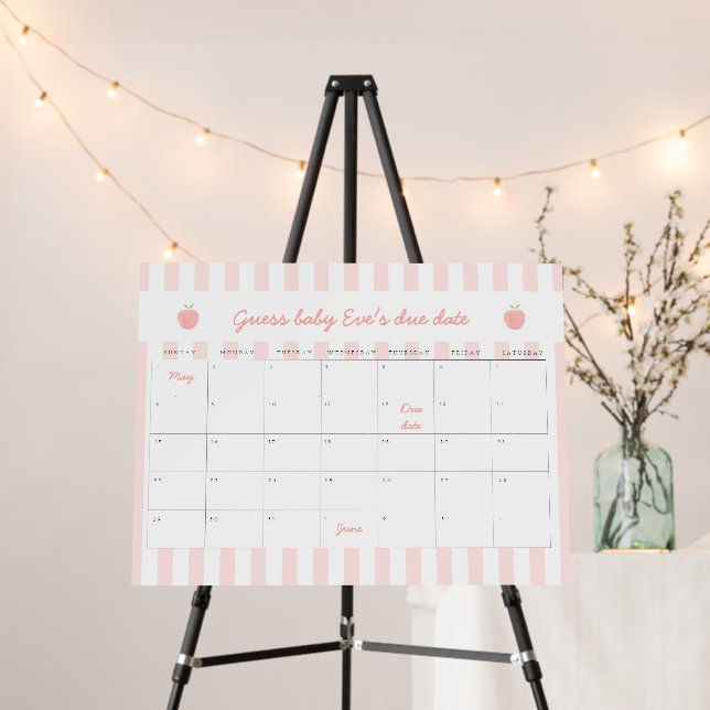 Pink Sweet Little Peach Baby Arrival Calendar Foam Board (In Situ (Stand))