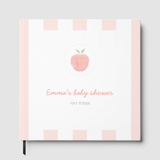 Pink Sweet Little Peach Baby Shower Guest Book (Front)