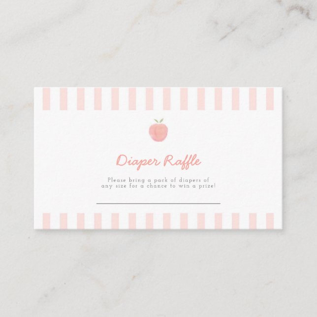 Pink Sweet Little Peach Diaper Raffle Card (Front)