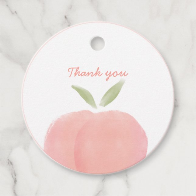 Pink Sweet Little Peach Round Favor Tag (Front)