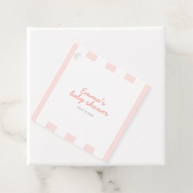 Pink Sweet Little Peach Square Favor Tag (In Situ)