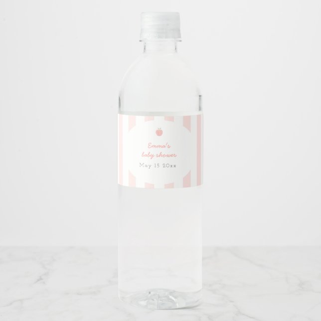 Pink Sweet Little Peach Water Bottle Label (Front)