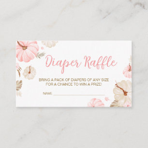 Pink Sweet Little Pumpkin Fall Baby Diaper Raffle Enclosure Card