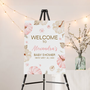 Pink Sweet Little Pumpkin Fall Baby Welcome Sign