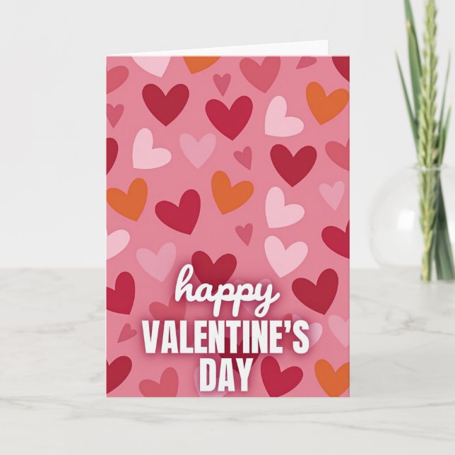 Pink Sweet Modern Valentines Day Card (Front)